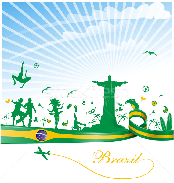 Brasil bandera símbolo fiesta fútbol feliz Foto stock © doomko
