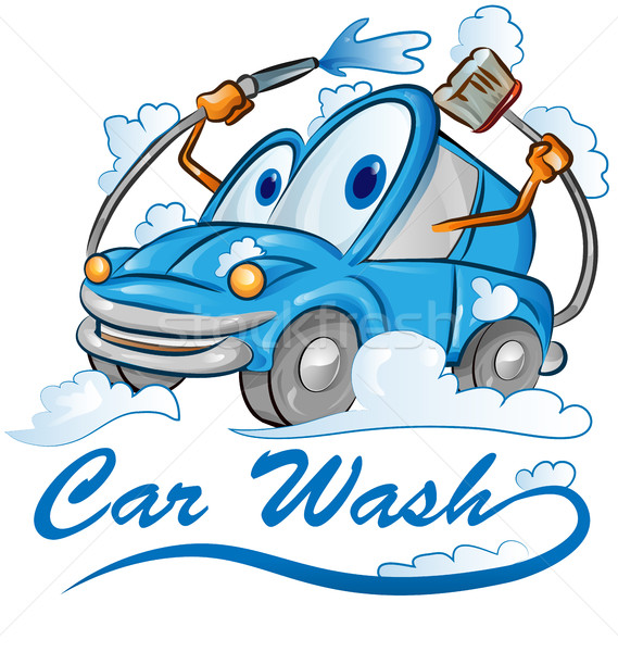 洗車 漫畫 孤立 白 汽車 面對 商業照片 © doomko