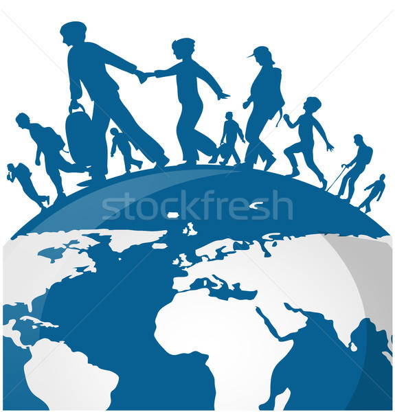 Stock photo:  immigration people on world map background