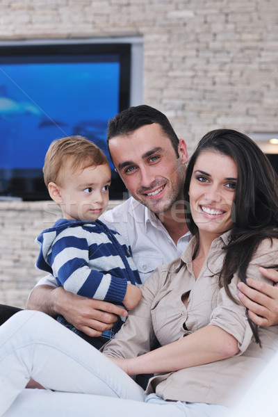 happy young family have fun  with tv in backgrund Stock photo © dotshock
