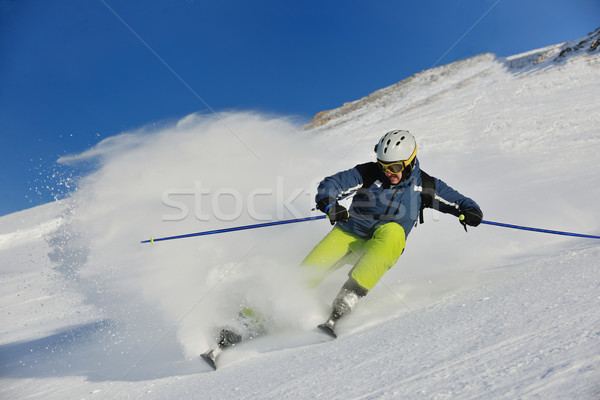 Skifahren frischen Schnee Wintersaison schönen Stock foto © dotshock