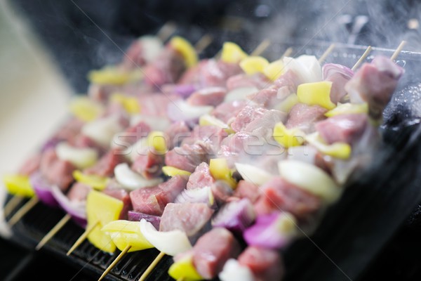 ízletes hús bot grill BBQ zöldség Stock fotó © dotshock