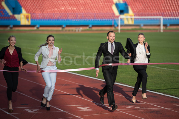 Gens d'affaires courir course suivre ensemble affaires [[stock_photo]] © dotshock