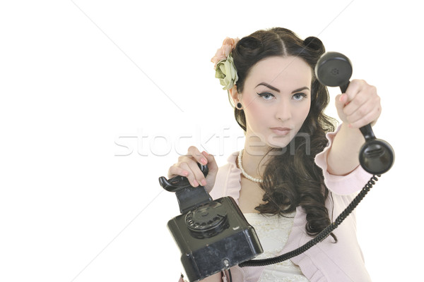 pretty girl talking on old phone Stock photo © dotshock