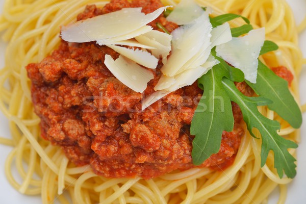 Stockfoto: Italiaans · spaghetti · bolognese · saus · tomaten · vlees · kaas