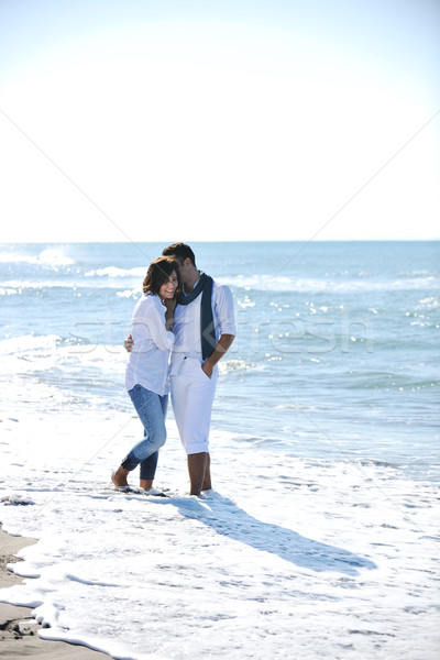 Stock photo: happy young couple have fun at beautiful beach