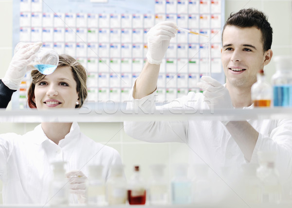 Stock photo: students couple in lab