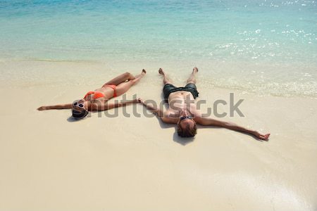 beautiful gril on beach have fun Stock photo © dotshock