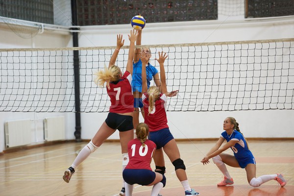 Volleybal spel sport groep jonge mooie Stockfoto © dotshock