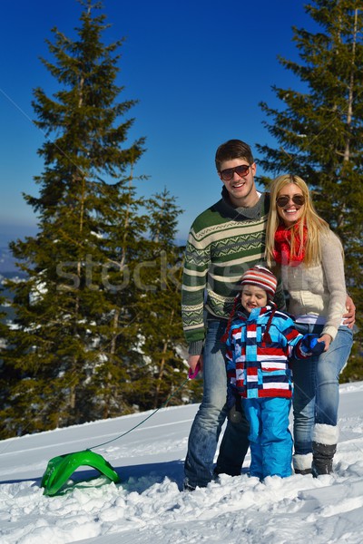 ストックフォト: 家族 · 新鮮な · 雪 · 冬 · 休暇