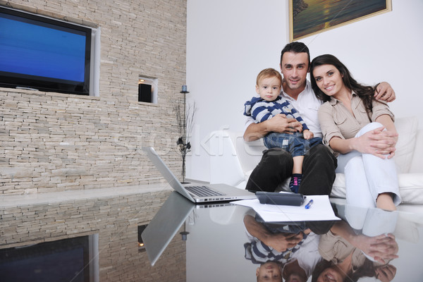 Foto stock: Feliz · jovem · família · diversão · casa · relaxante