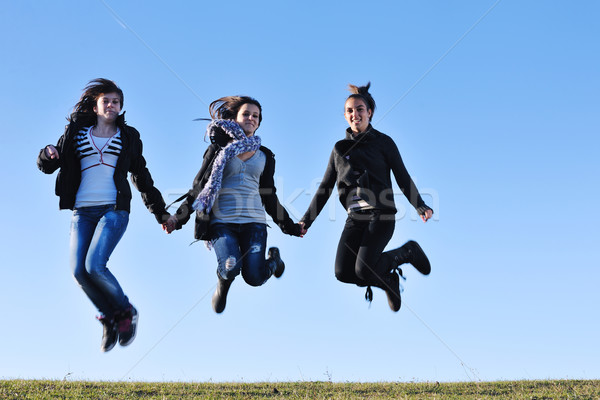 group of teens have fun outdoor Stock photo © dotshock