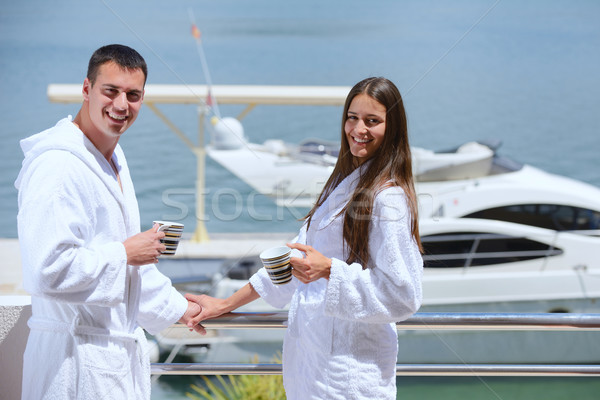 young couple on yacht Stock photo © dotshock