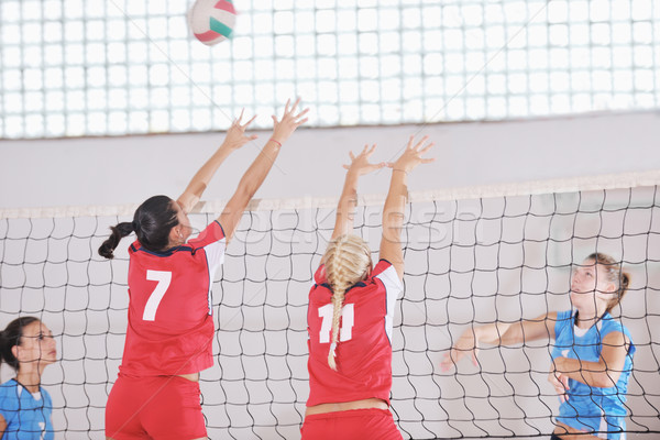 Foto stock: Meninas · jogar · voleibol · jogo · esportes
