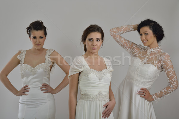肖像 三 佳人 結婚禮服 新娘 朋友 商業照片 © dotshock