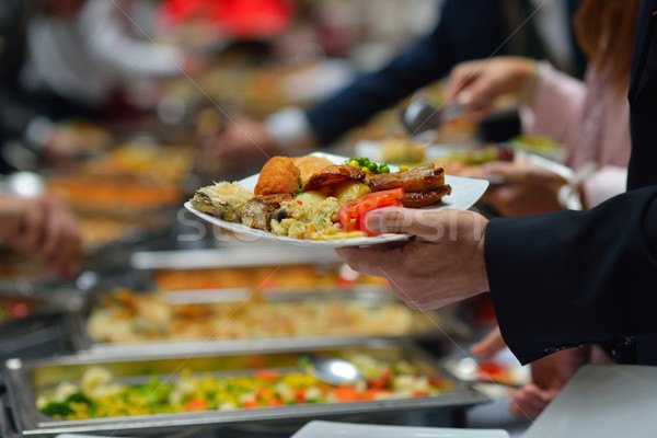 Buffet Essen Menschen Gruppe Catering Stock foto © dotshock