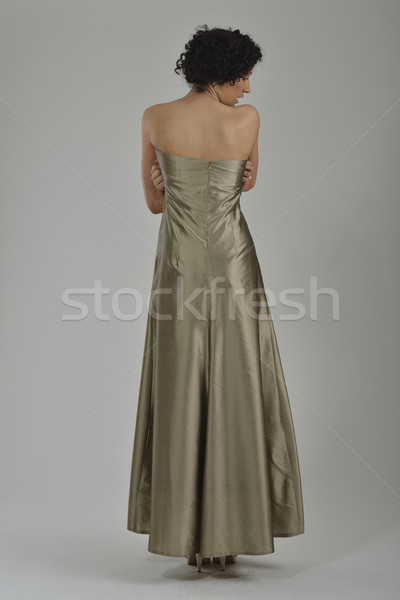 Foto stock: Elegante · mujer · de · moda · vestido · posando · estudio