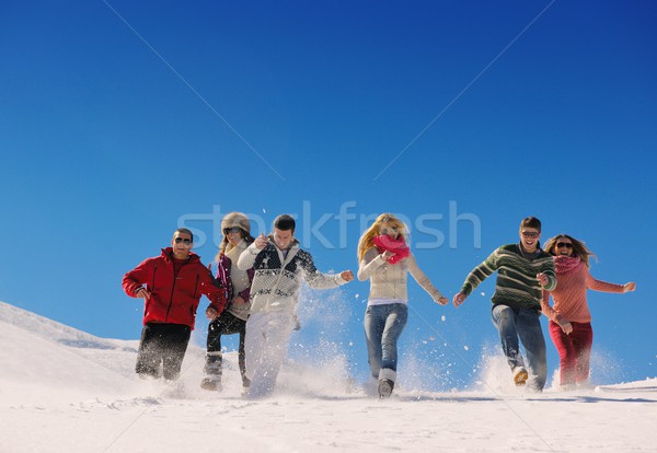 friends have fun at winter on fresh snow Stock photo © dotshock