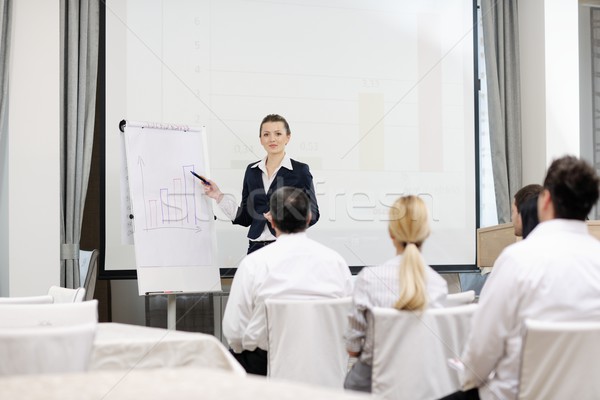 Imagine de stoc: Femeie · de · afaceri · prezentare · oameni · de · afaceri · grup · Reuniunea · seminar