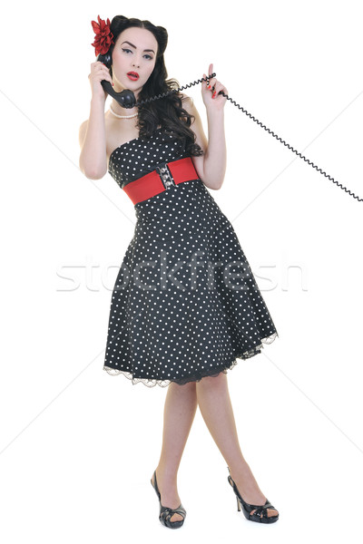 pretty girl talking on old phone Stock photo © dotshock