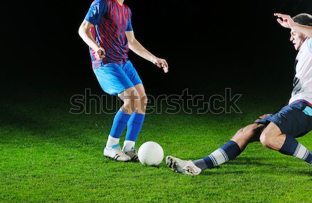 Fußball Spieler Maßnahmen Ball Wettbewerb laufen Stock foto © dotshock