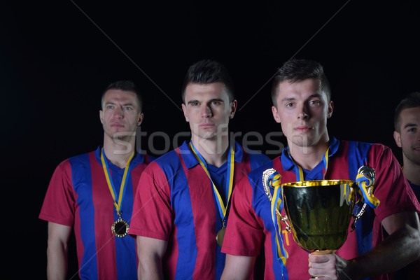 Foto stock: Fútbol · jugadores · victoria · equipo · grupo