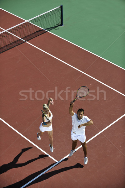 Foto d'archivio: Felice · giocare · tennis · gioco · outdoor