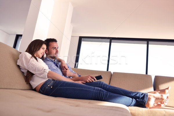 Paar sofa business vrouw familie Stockfoto © dotshock