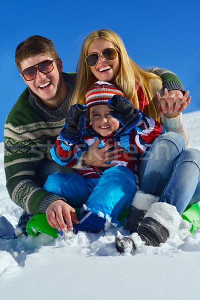 Család szórakozás friss hó tél vakáció Stock fotó © dotshock