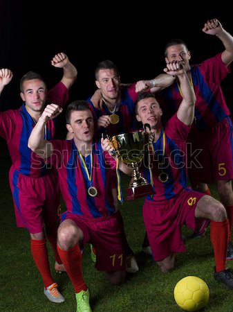 Stock photo: soccer players celebrating victory