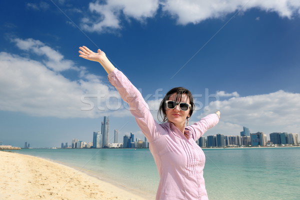 happy tourist woman Stock photo © dotshock