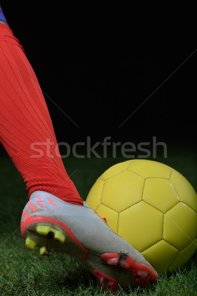 Piłkarz kopać piłka piłka nożna stadion dziedzinie Zdjęcia stock © dotshock