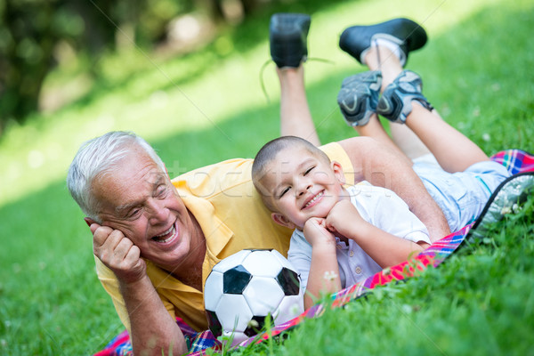 Nagyapa gyermek jókedv park boldog játék Stock fotó © dotshock