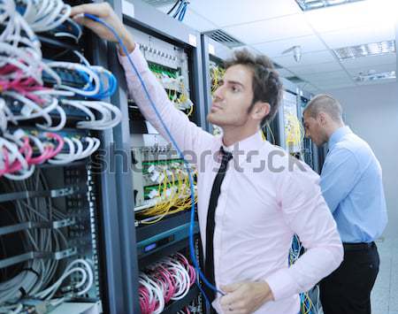Mérnökök hálózat szerver szoba csoport fiatal Stock fotó © dotshock