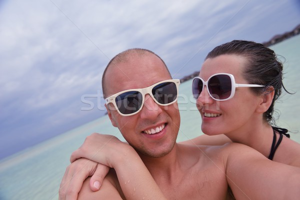 Stock photo: happy young couple have fun on summer