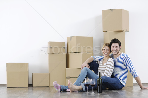 Foto stock: Movimiento · nuevo · hogar · feliz · mujer · hombre