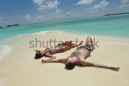 beautiful young woman  on beach have fun and relax Stock photo © dotshock