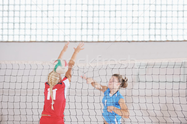 Photo stock: Filles · jouer · volleyball · jeu · sport