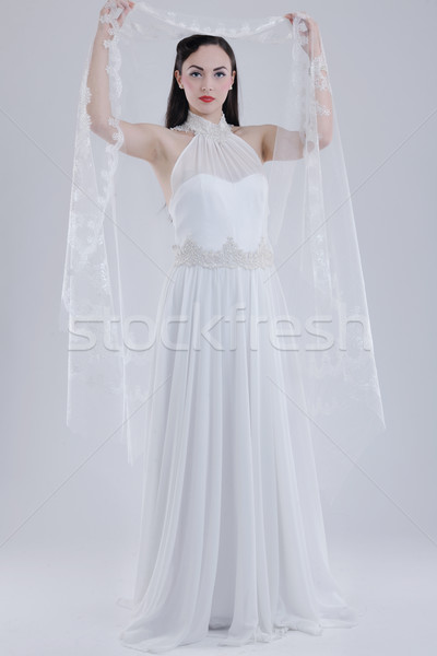 Сток-фото: красивой · невеста · молодые · подвенечное · платье · ретро