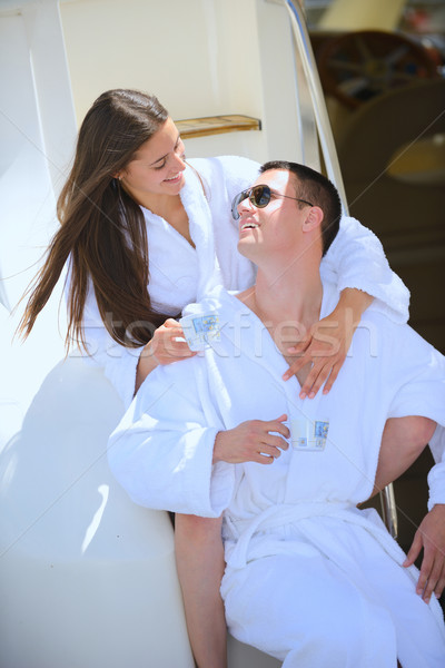 young couple on yacht Stock photo © dotshock