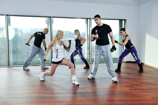 Foto stock: Fitness · grupo · jóvenes · saludable · personas · ejercicio
