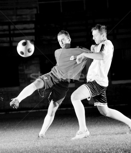 Imagine de stoc: Fotbal · jucatori · acţiune · bilă · concurenta · alerga
