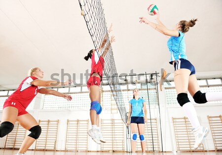 Meisjes spelen volleybal spel sport Stockfoto © dotshock