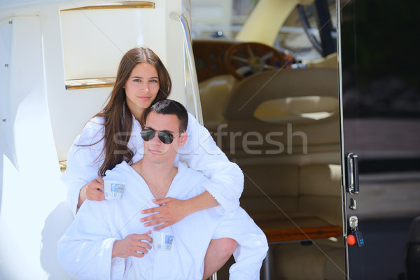 young couple on yacht Stock photo © dotshock