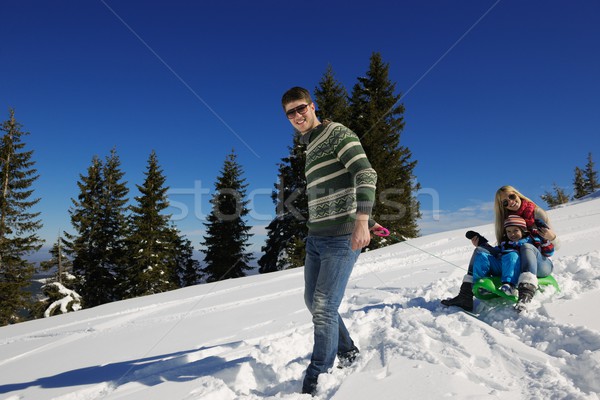 Stock foto: Familie · frischen · Schnee · Winter · Urlaub