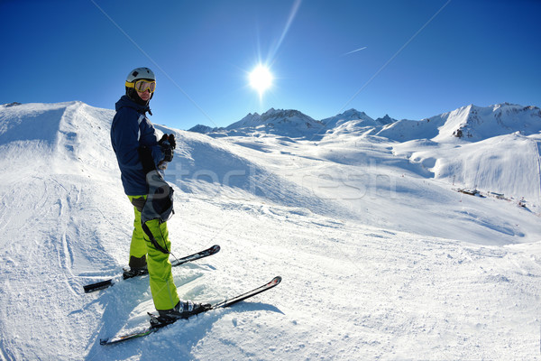 лыжах свежие снега зимний сезон красивой Сток-фото © dotshock