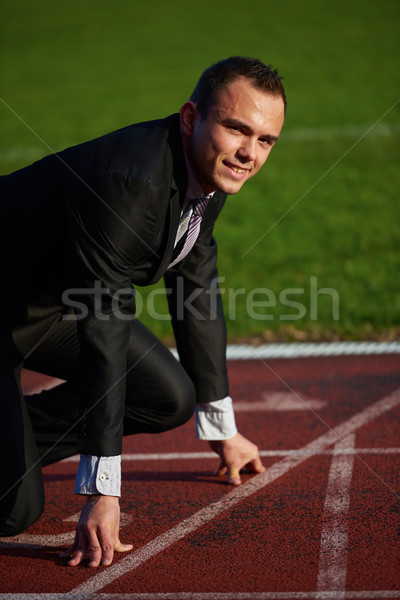 Stock photo: business man ready to sprint