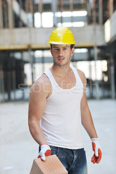 работник строительная площадка красивый люди портрет улыбка Сток-фото © dotshock