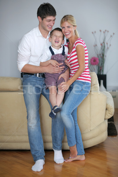 Stockfoto: Eengezinswoning · gelukkig · jonge · familie · moderne