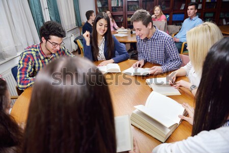 Stock photo: happy teens group in school
